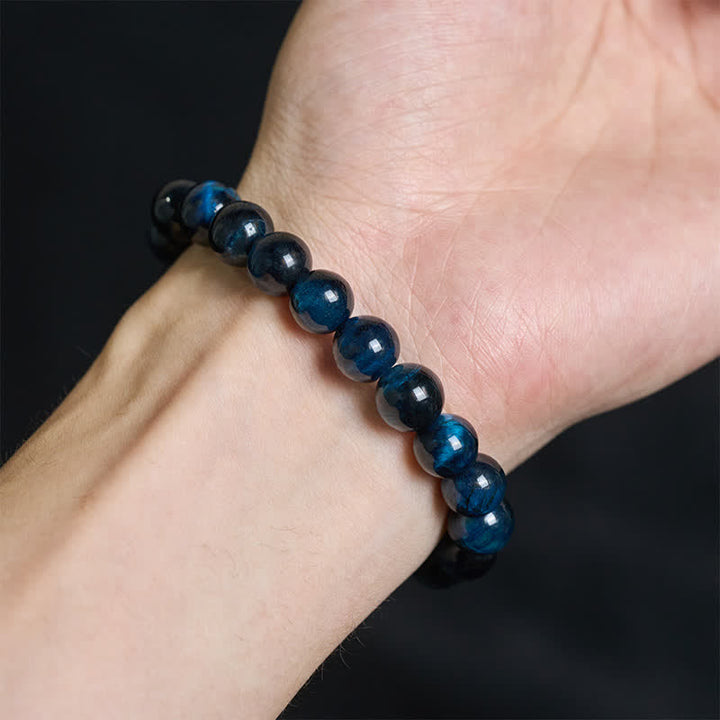 Buddha Stones Pulsera protectora de cuentas de ojo de tigre azul natural - image 4
