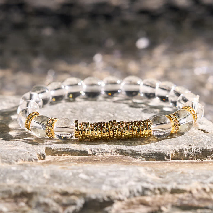 Buddha Stones Pulsera de protección con cuarzo citrino transparente natural para el viaje - Cuarzo transparente (circunferencia de la muñeca: 14–15 cm) - image 0