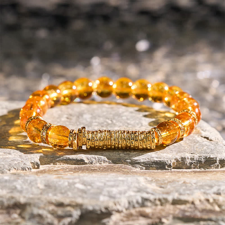 Buddha Stones Pulsera de protección con cuarzo citrino transparente natural para el viaje - Citrino (circunferencia de la muñeca: 14–15 cm) - image 10