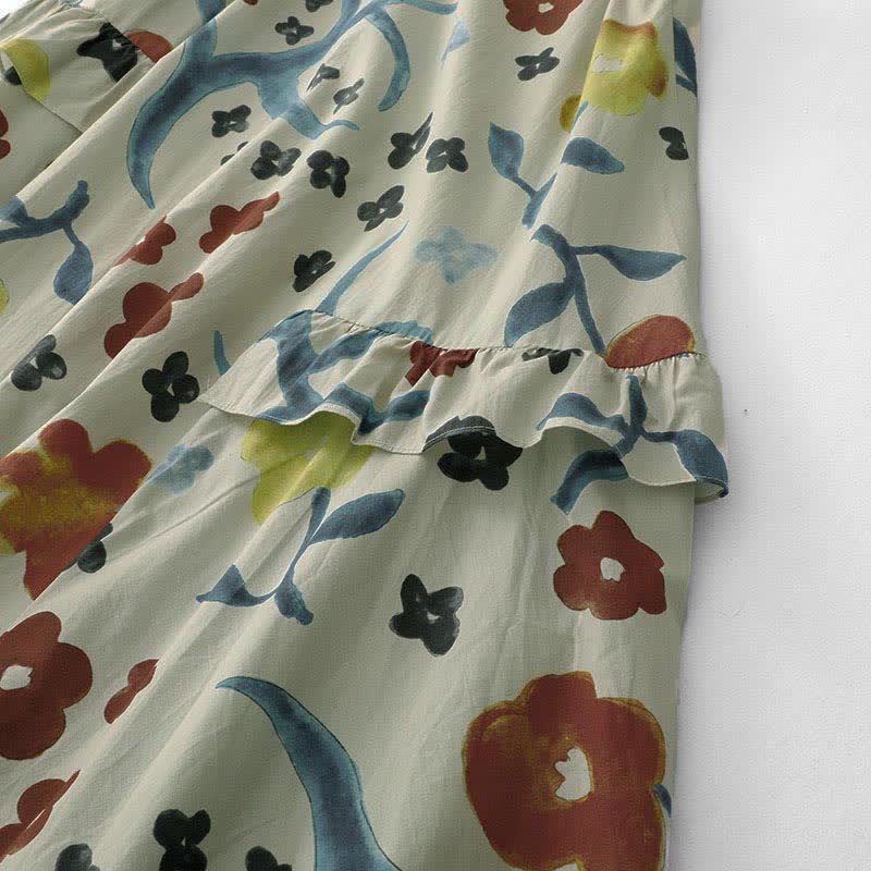 Buddha Stones Vestido sin mangas de mujer con estampado floral acuarela lavado para verano - image 16