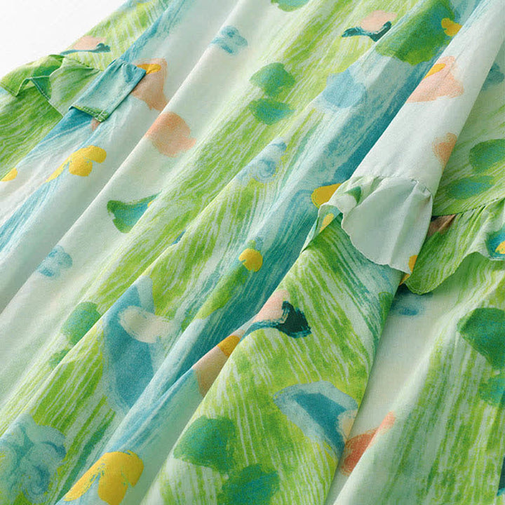 Buddha Stones Vestido sin mangas de mujer con estampado floral acuarela lavado para verano - image 10