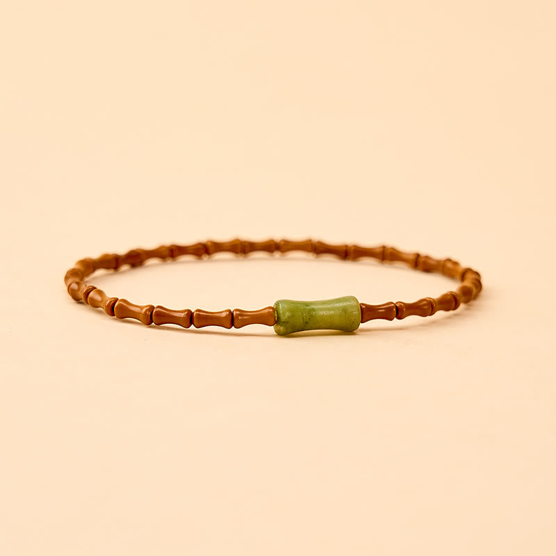 Buddha Stones Pulsera protectora con diseño de bambú y peridoto de hueso de aceituna natural - image 4