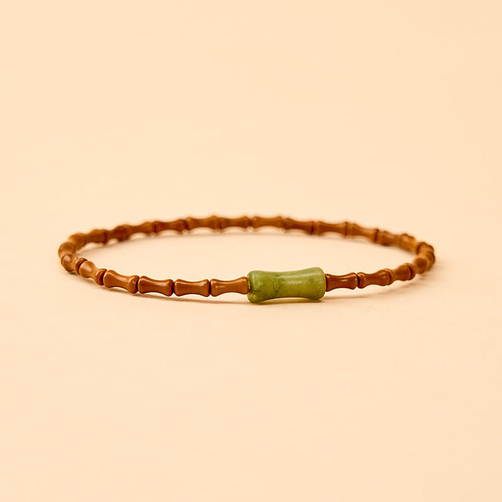 Buddha Stones Pulsera protectora con diseño de bambú y peridoto de hueso de aceituna natural - image 4