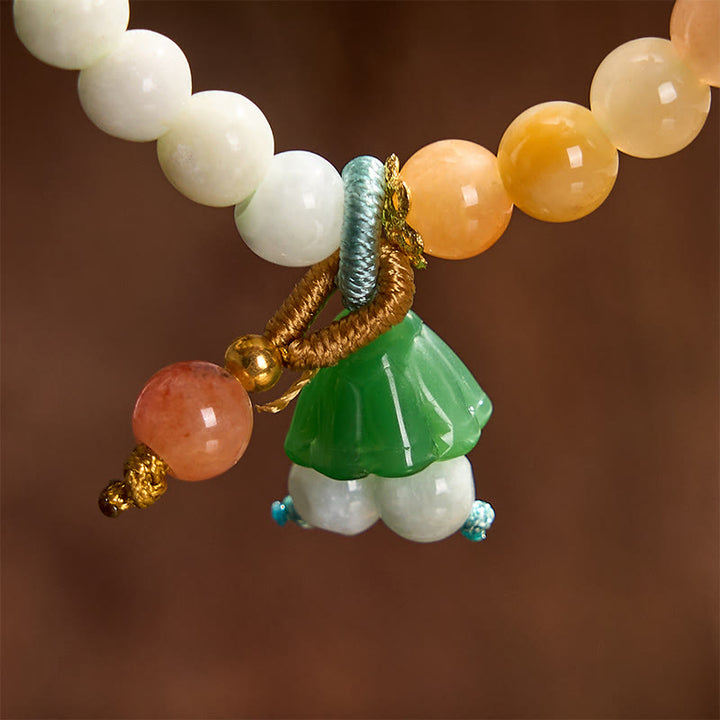 Buddha Stones Pulsera con dije de vaina de loto y hebilla de la paz de jade y cuarcita, que atrae la suerte y la abundancia. - image 6