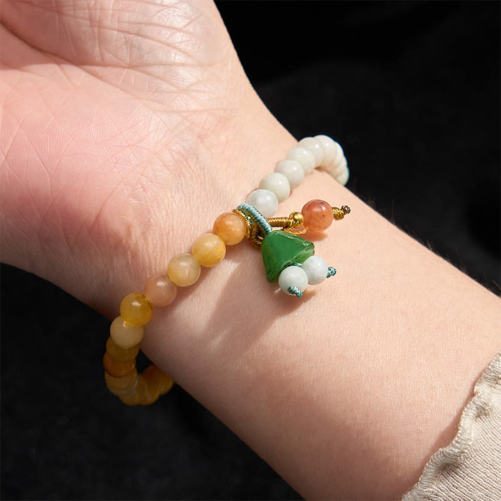 Buddha Stones Pulsera con dije de vaina de loto y hebilla de la paz de jade y cuarcita, que atrae la suerte y la abundancia. - image 5