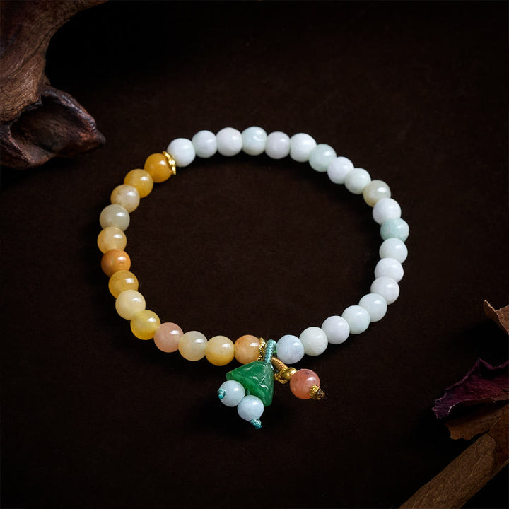 Buddha Stones Pulsera con dije de vaina de loto y hebilla de la paz de jade y cuarcita, que atrae la suerte y la abundancia. - image 3