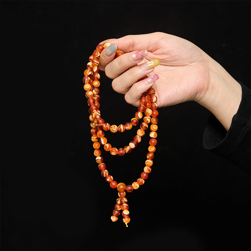 Buddha Stones Mala transparente de 108 cuentas redondas de ámbar tibetano para la ansiedad - image 5