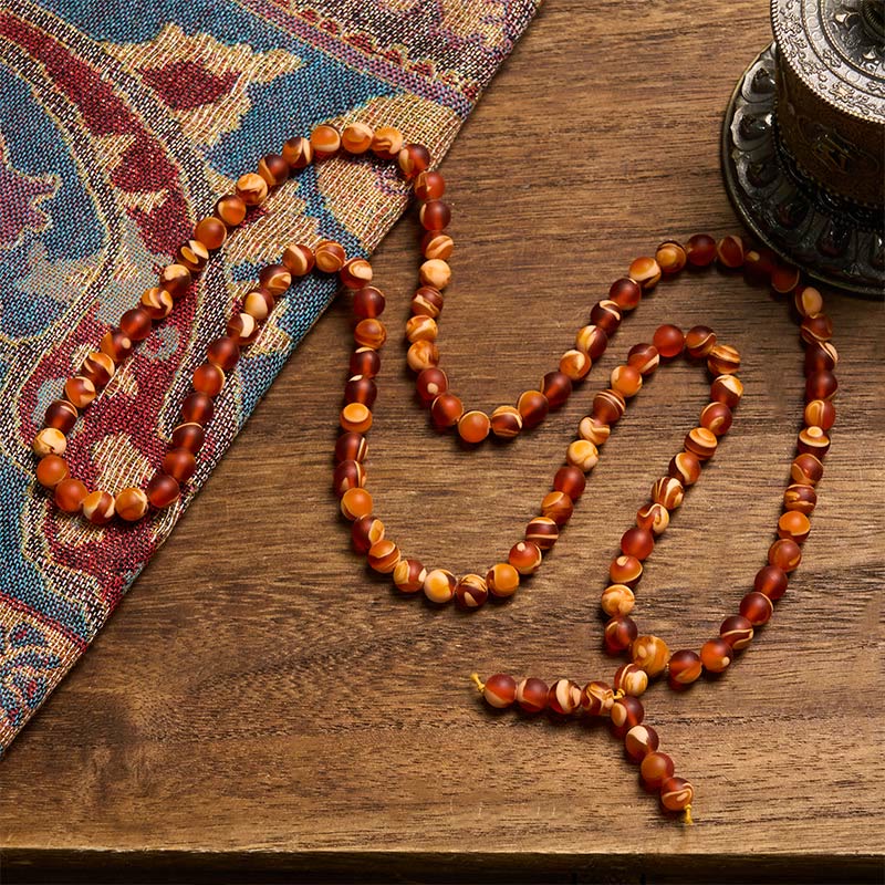 Buddha Stones Mala transparente de 108 cuentas redondas de ámbar tibetano para la ansiedad - image 1