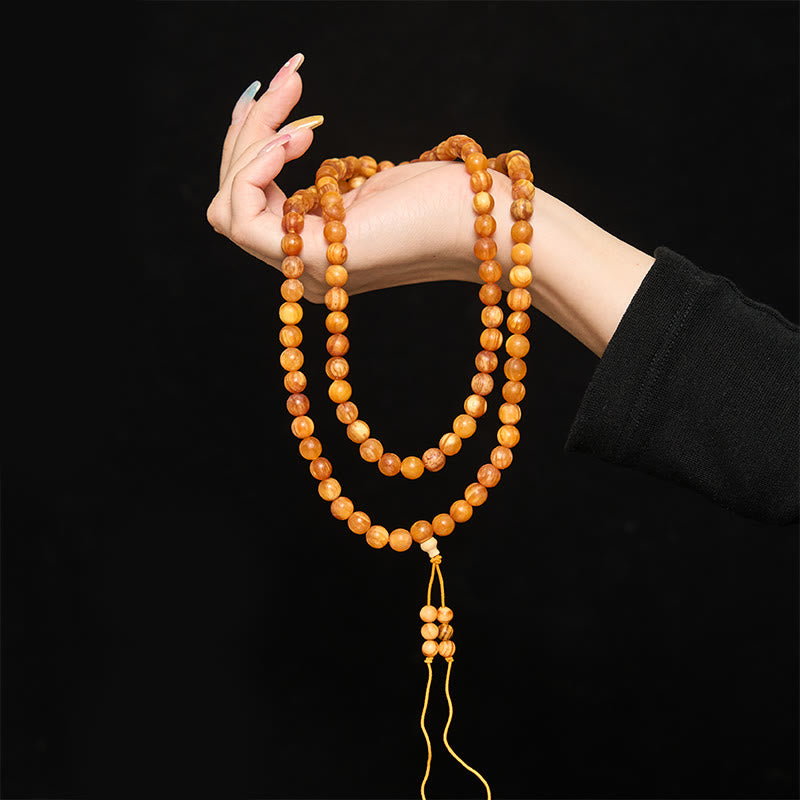 Buddha Stones Mala de 108 cuentas de madera de pino rica en resina para una energía calmante - image 5