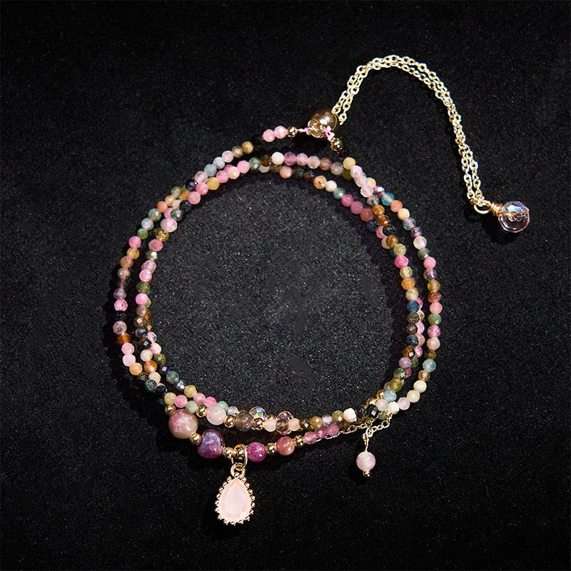 Buddha Stones Pulsera de turmalina natural de triple vuelta con positividad - image 2