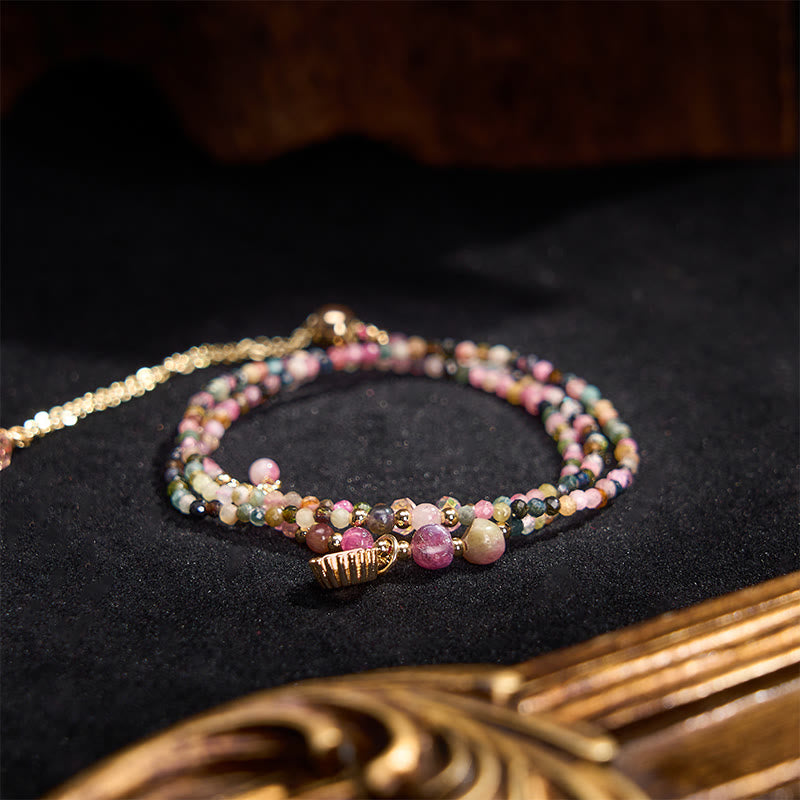 Buddha Stones Pulsera de turmalina natural de triple vuelta con positividad - image 3