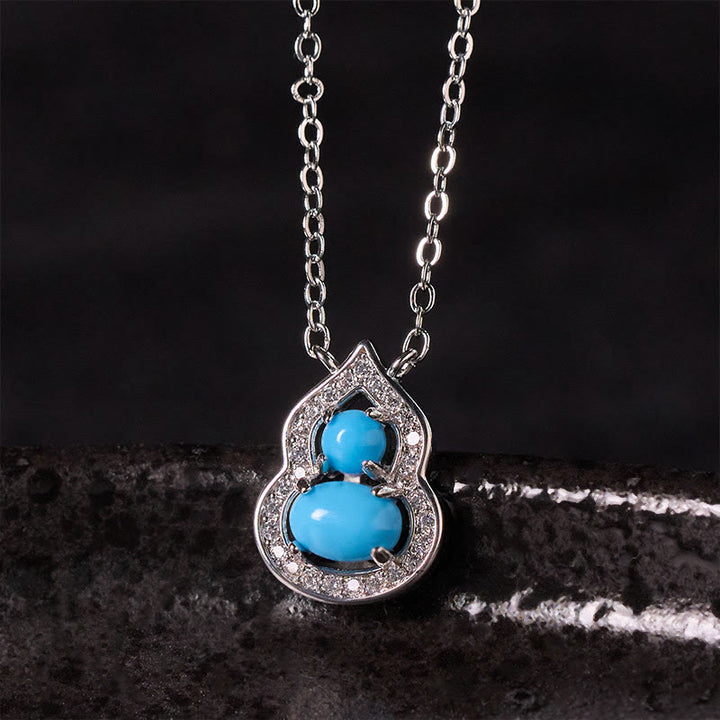 Buddha Stones Collar de sabiduría de calabaza turquesa natural - Turquesa - image 0