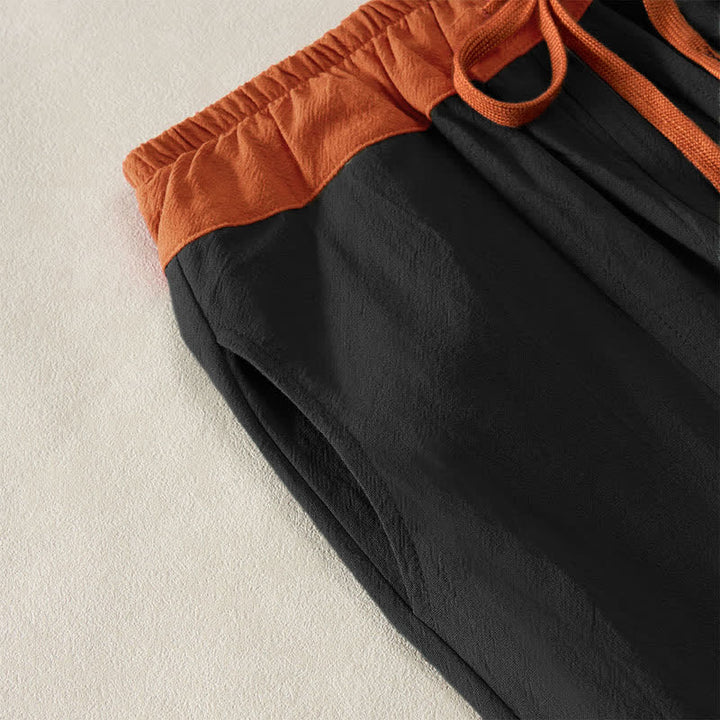 Buddha Stones Pantalones harem de algodón liso con cordón ajustable y bolsillos para mujer, estilo casual de primavera. - image 9