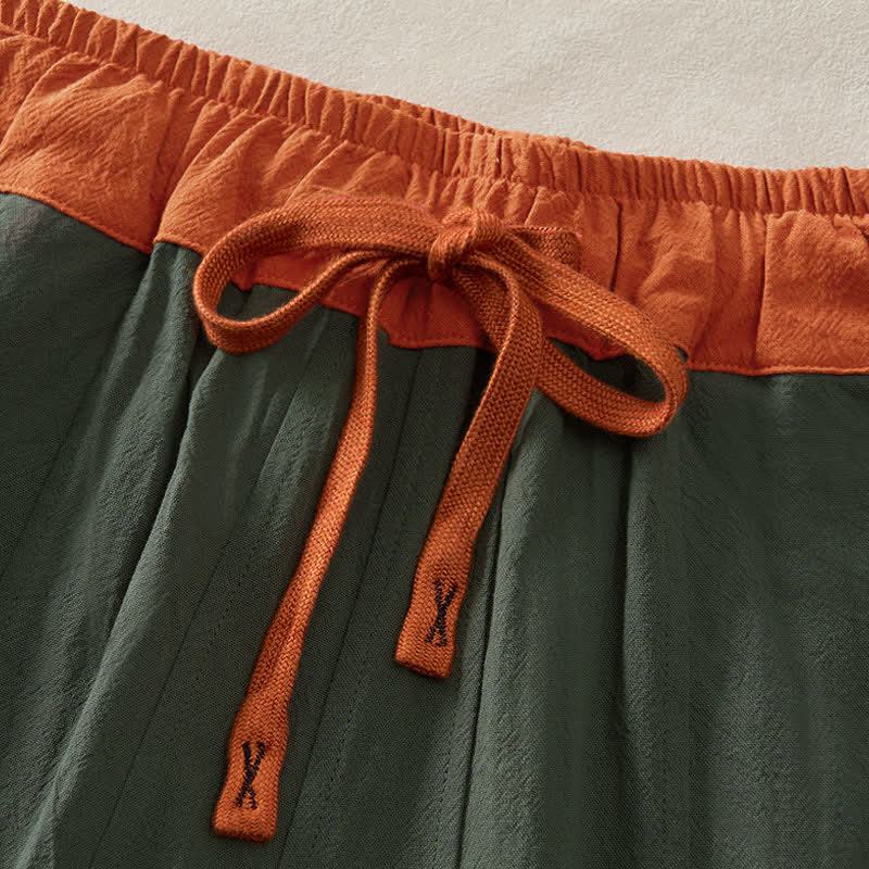 Buddha Stones Pantalones harem de algodón liso con cordón ajustable y bolsillos para mujer, estilo casual de primavera. - image 1