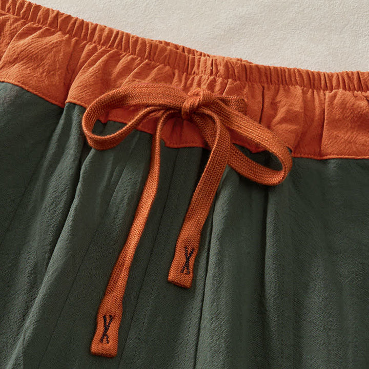 Buddha Stones Pantalones harem de algodón liso con cordón ajustable y bolsillos para mujer, estilo casual de primavera. - image 1