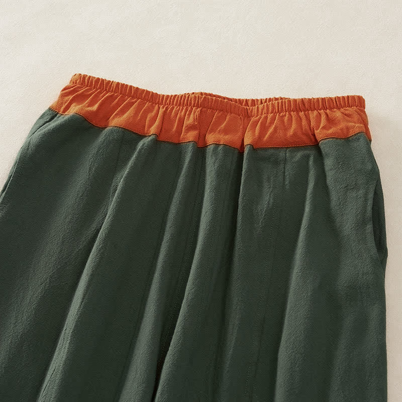 Buddha Stones Pantalones harem de algodón liso con cordón ajustable y bolsillos para mujer, estilo casual de primavera. - image 2