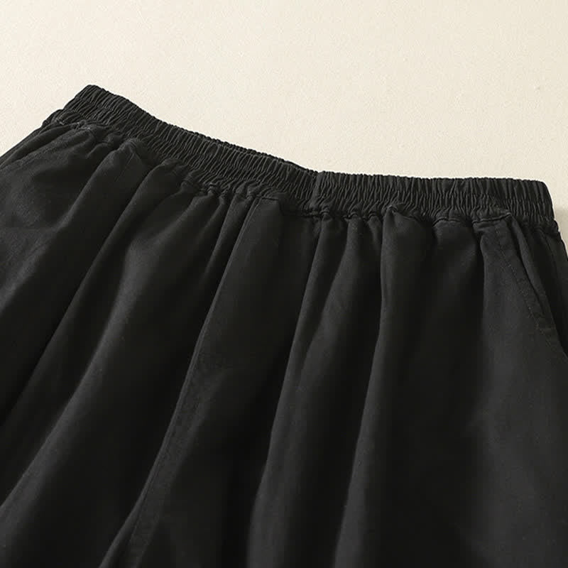 Buddha Stones Pantalones de verano informales para mujer con cintura elástica, corte ajustado y bolsillos. - image 8