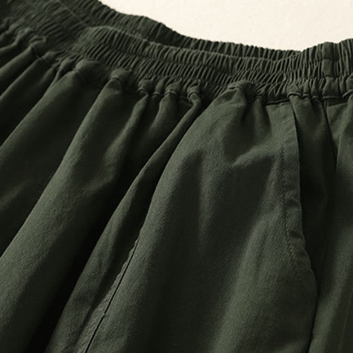 Buddha Stones Pantalones de verano informales para mujer con cintura elástica, corte ajustado y bolsillos. - image 1