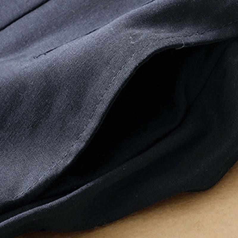 Buddha Stones Pantalones harem minimalistas de lino liso de cintura alta con botones y bolsillos para mujer, ideales para el verano. - image 7