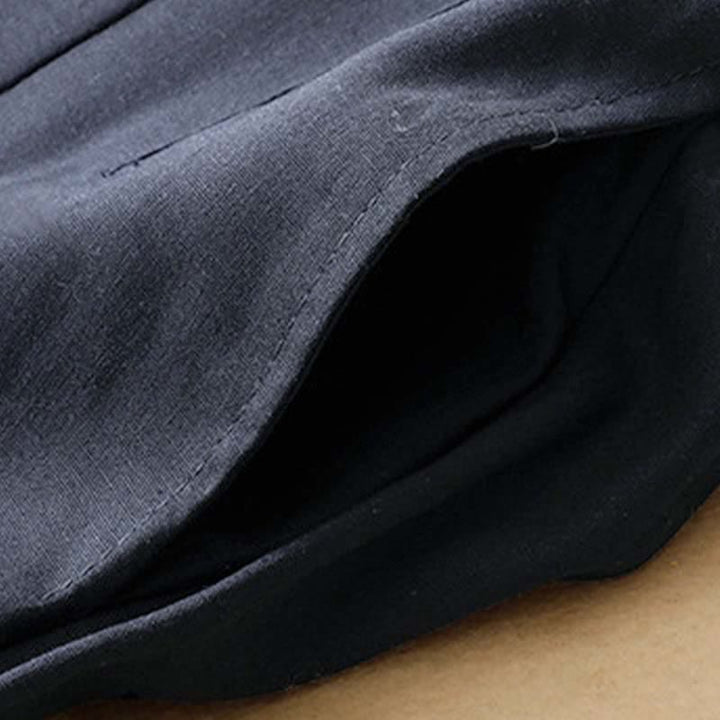 Buddha Stones Pantalones harem minimalistas de lino liso de cintura alta con botones y bolsillos para mujer, ideales para el verano. - image 7