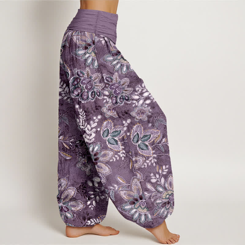 Buddha Stones Pantalones harem de algodón puro con estampado floral bohemio y cintura elástica para mujer. - image 7