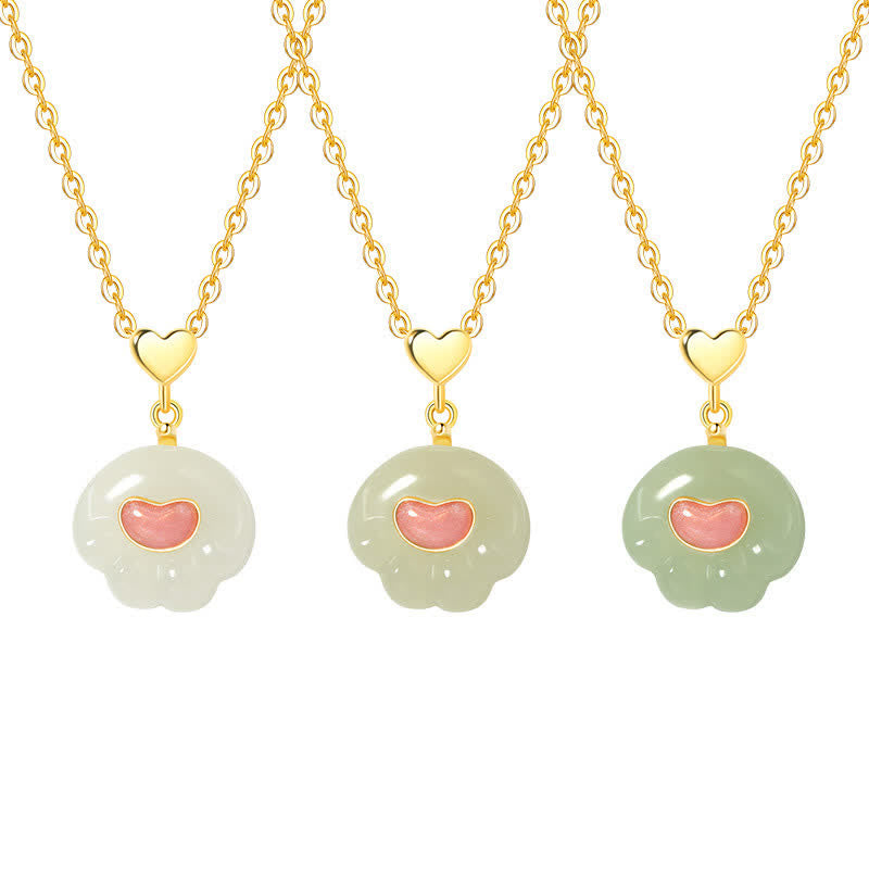 Buddha Stones Collar de plata de ley 925 con colgante de pata de gato de jade Hetian natural. - image 3