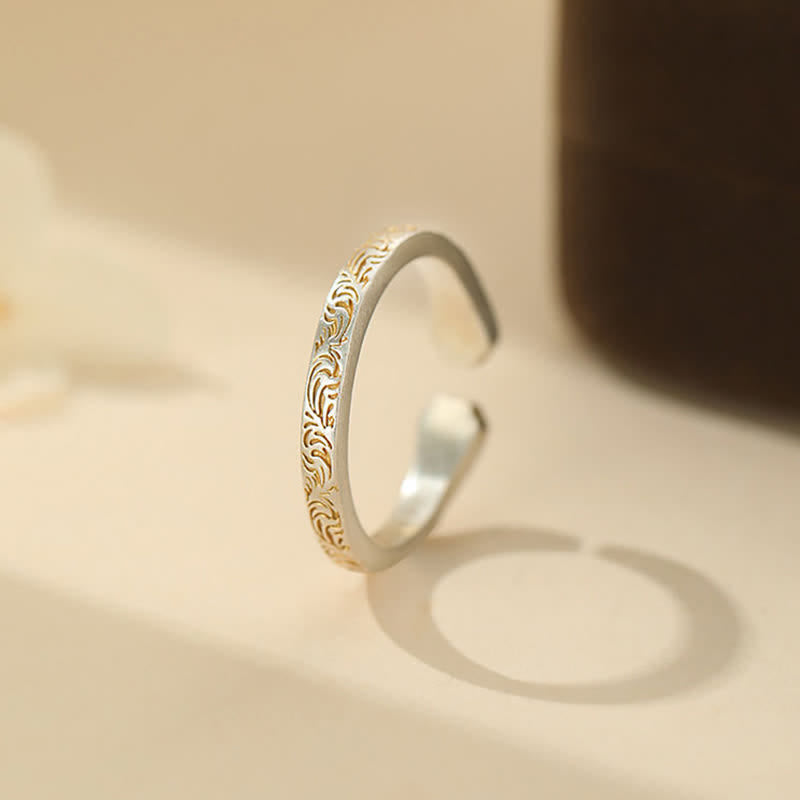 Buddha Stones Anillo de equilibrio con forma de pata de gato de plata de ley 999 - image 1