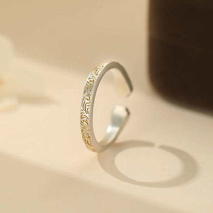 Buddha Stones Anillo de equilibrio con forma de pata de gato de plata de ley 999 - image 1