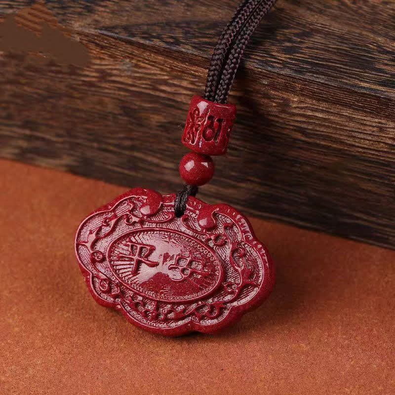 Buddha Stones Collar de la suerte con cuerda y candado Ruyi del personaje Cinnabar Fu - image 8