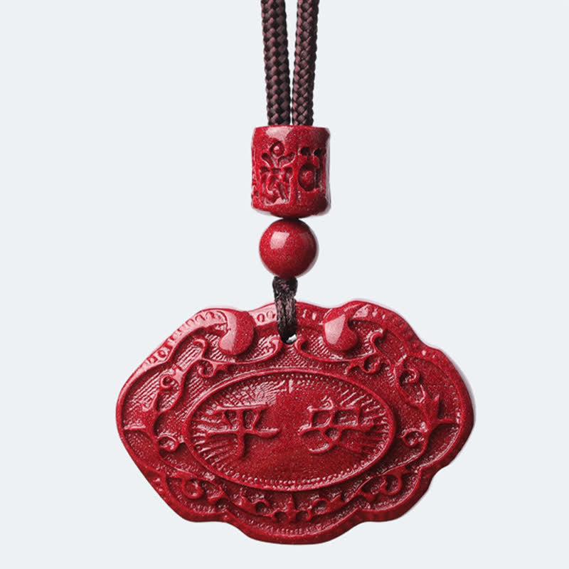 Buddha Stones Collar de la suerte con cuerda y candado Ruyi del personaje Cinnabar Fu - image 10