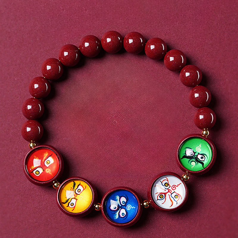 Buddha Stones Pulsera de bendición de los cinco dioses de la riqueza con cinabrio natural - image 16