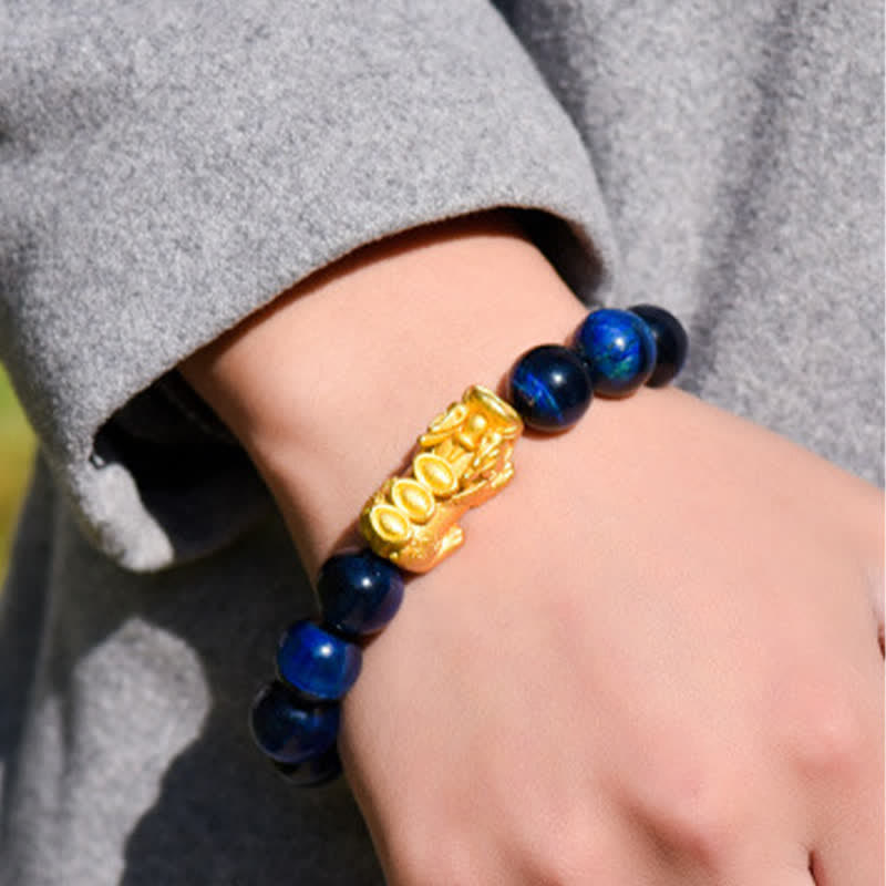 Buddha Stones Pulsera de cuentas de coraje con el personaje Pixiu Fu de ojo de tigre natural Om Mani Padme Hum - image 27