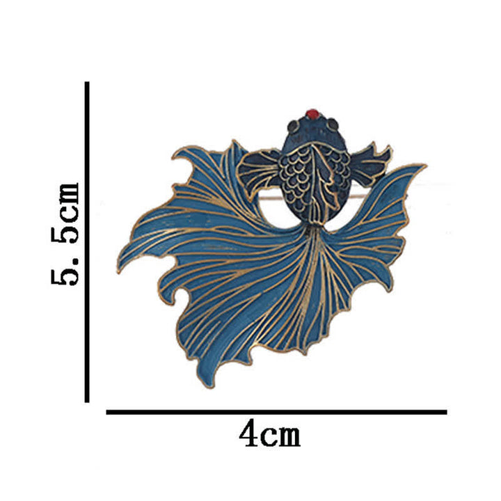 Buddha Stones Broche Pez Koi Azul Elegante Esmalte Cloisonné - image 6