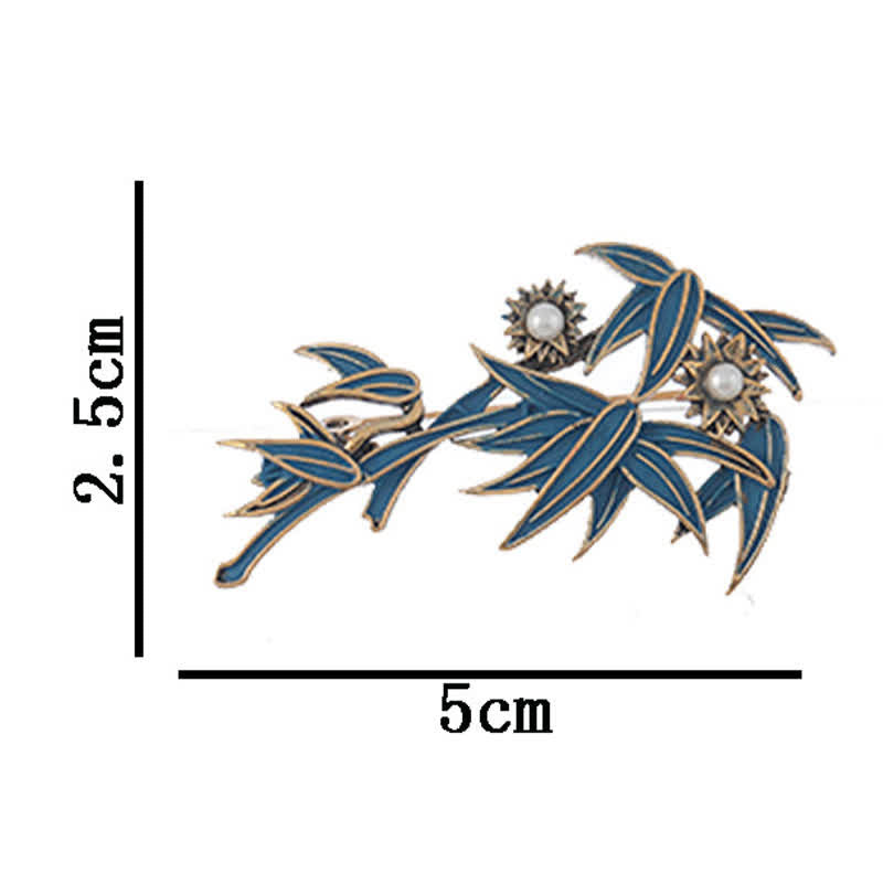 Buddha Stones Broche elegante de bambú azul esmaltado cloisonné - image 5