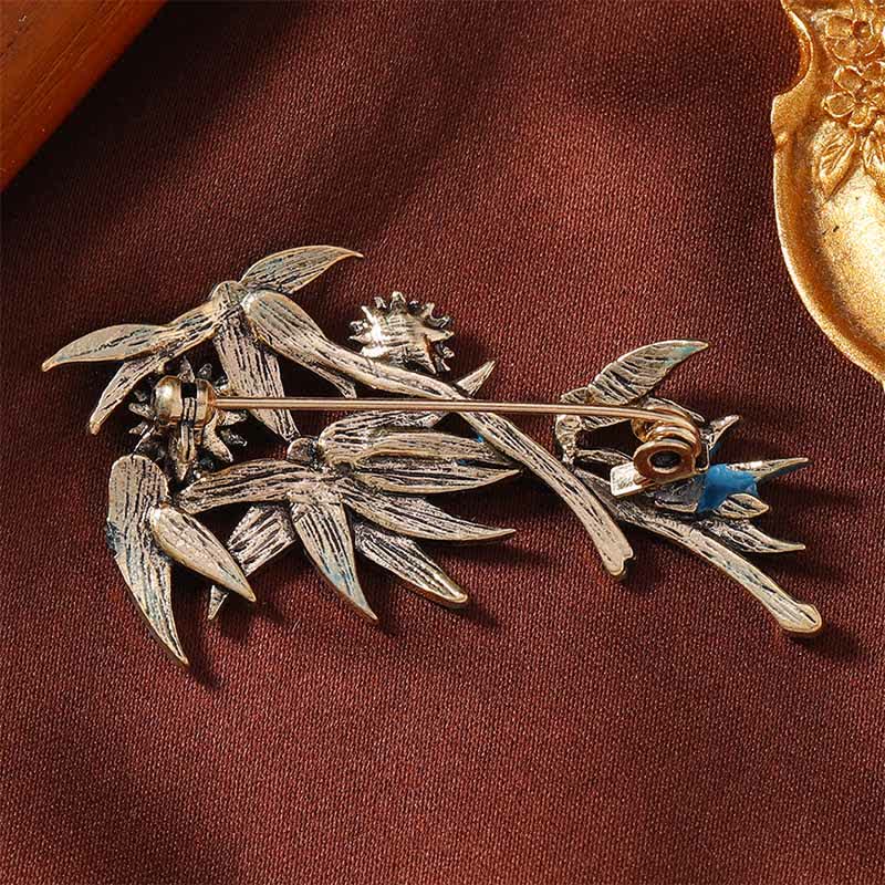 Buddha Stones Broche elegante de bambú azul esmaltado cloisonné - image 4