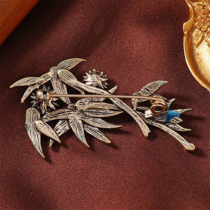 Buddha Stones Broche elegante de bambú azul esmaltado cloisonné - image 4