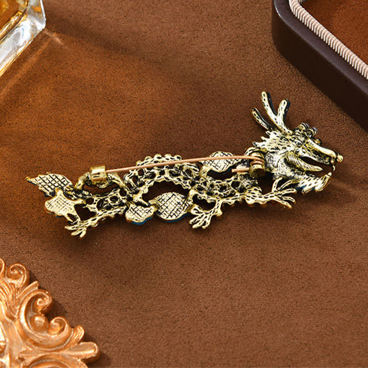 Buddha Stones Broche de la suerte de dragón azul y turquesa roja - image 4