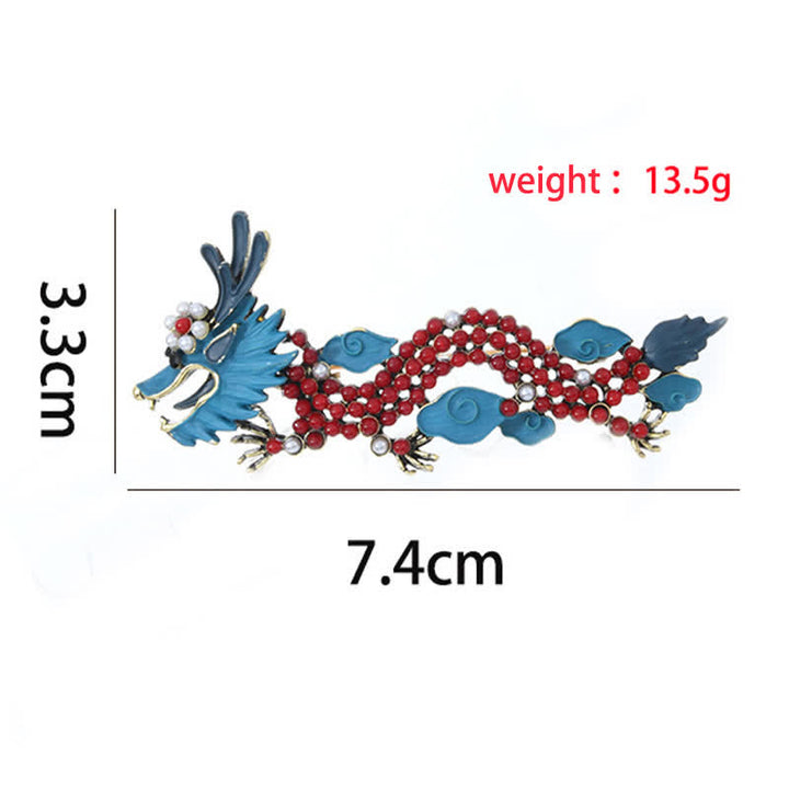 Buddha Stones Broche de la suerte de dragón azul y turquesa roja - image 7