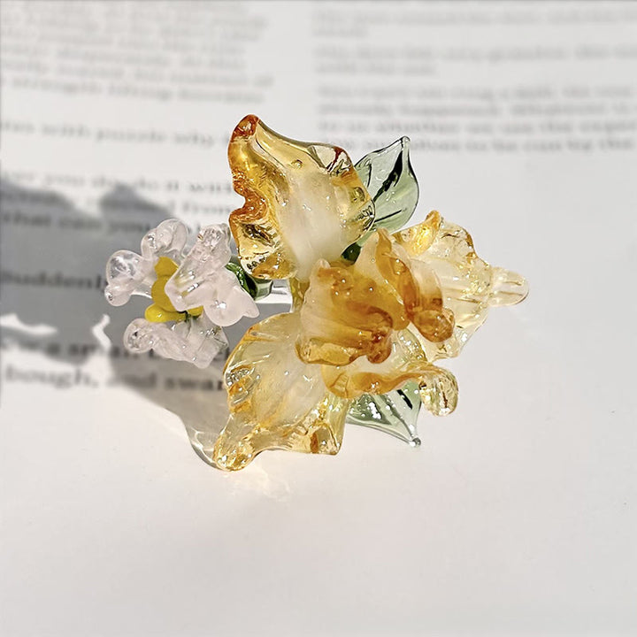 Buddha Stones Anillo de sabiduría con flor de liuli Iris - Amarillo (17 mm) (El color, la forma y el tamaño pueden variar) - image 4