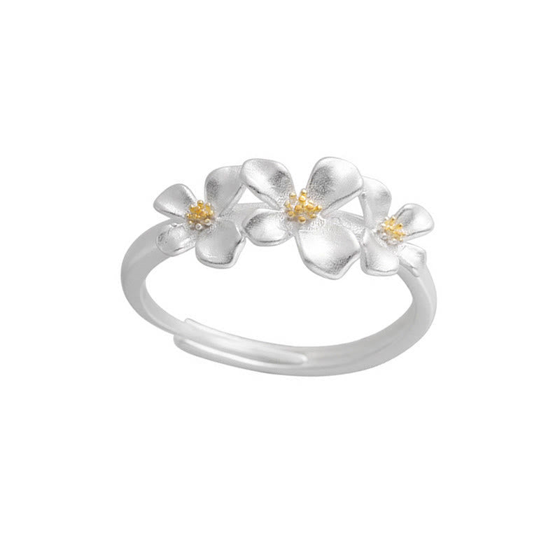 Buddha Stones Anillo ajustable de protección con diseño de gardenia de plata de ley 925 - image 14