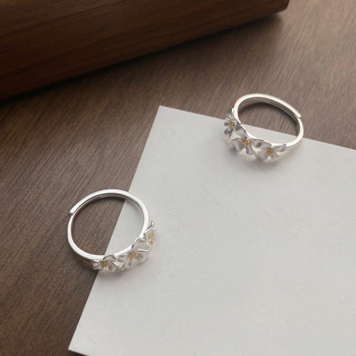 Buddha Stones Anillo ajustable de protección con diseño de gardenia de plata de ley 925 - image 9