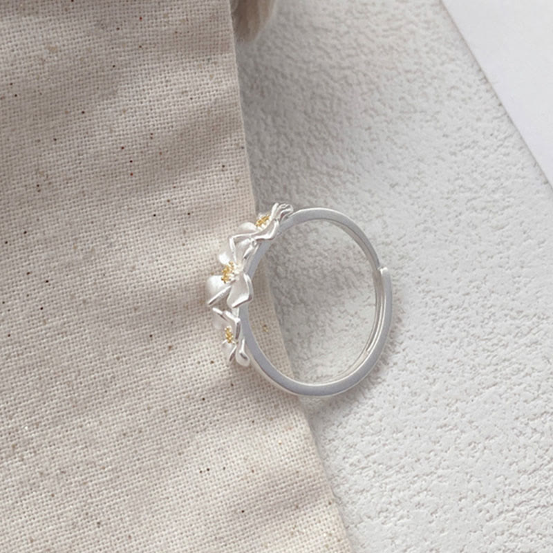 Buddha Stones Anillo ajustable de protección con diseño de gardenia de plata de ley 925 - image 8