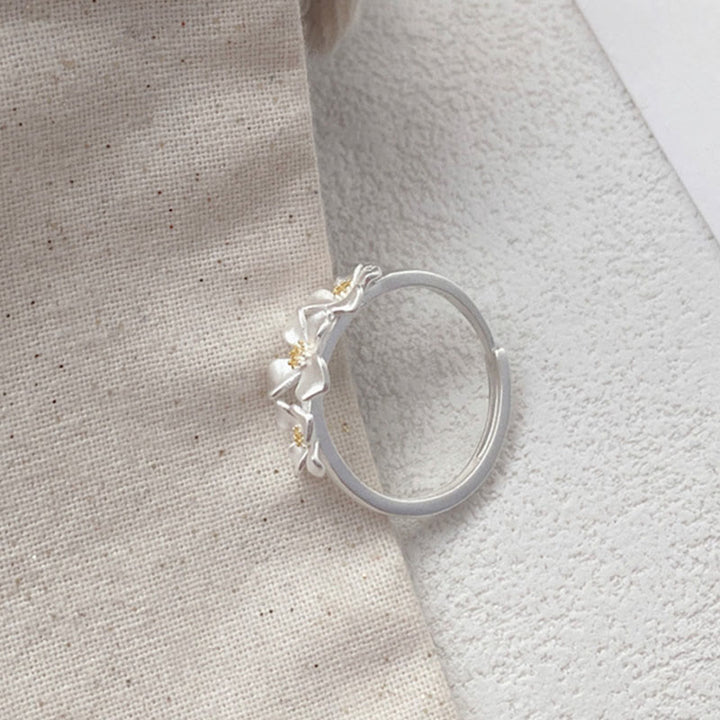 Buddha Stones Anillo ajustable de protección con diseño de gardenia de plata de ley 925 - image 8