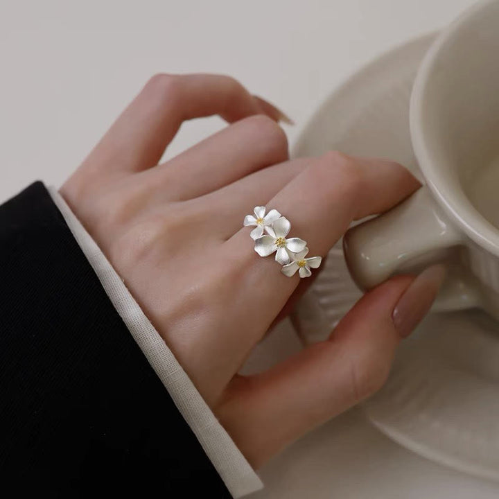 Buddha Stones Anillo ajustable de protección con diseño de gardenia de plata de ley 925 - image 4