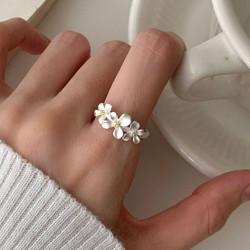 Buddha Stones Anillo ajustable de protección con diseño de gardenia de plata de ley 925 - image 11