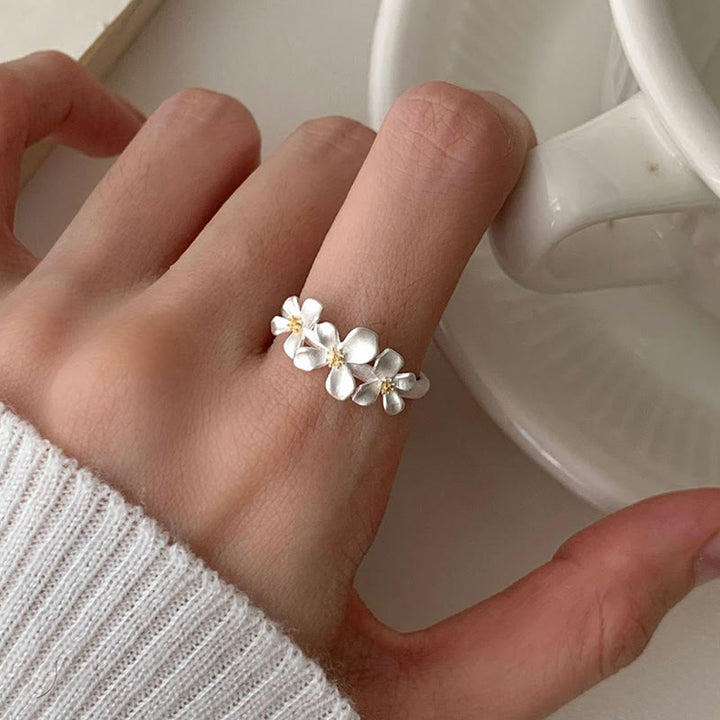 Buddha Stones Anillo ajustable de protección con diseño de gardenia de plata de ley 925 - image 11