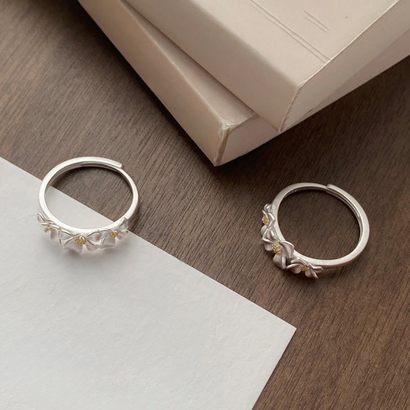 Buddha Stones Anillo ajustable de protección con diseño de gardenia de plata de ley 925 - image 10