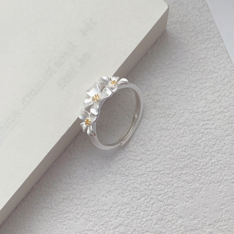 Buddha Stones Anillo ajustable de protección con diseño de gardenia de plata de ley 925 - image 7