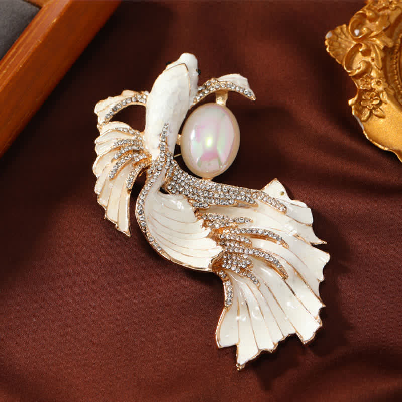 Buddha Stones Broche de perlas con forma de pez koi esmaltado - Pez koi blanco 5,6*10,3 cm - image 2