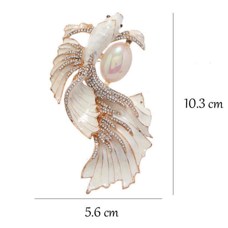 Buddha Stones Broche de perlas con forma de pez koi esmaltado - image 8